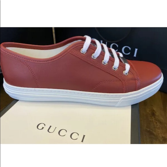 Gucci Red Leather Miro'soft Logo Sneakers - Picture 6 of 16